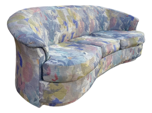 1990 Postmodern Kagan Style Biomorphic Kidney Bean Shaped Curved Platform Carson’s Sofa