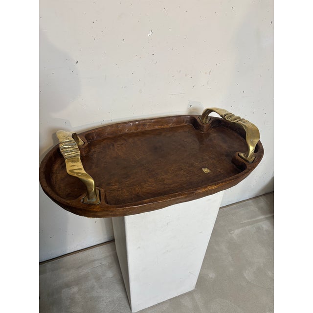 David Marshall wood and brass tray circa 1970. Very good condition. This piece has an attribution mark, I am sure that it...