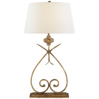 Suzanne Kasler by Visual Comfort Signature Harper Table Lamp in Gilded Iron with Linen Shade For Sale