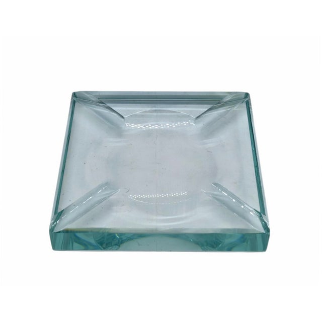 Mid-Century Modern Nile Green Faceted Glass Square Ashtray from Fontana Arte, Italy, 1970s For Sale - Image 3 of 6
