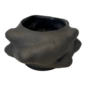 Vintage Abstract Modern Studio Art Black Pottery Planter