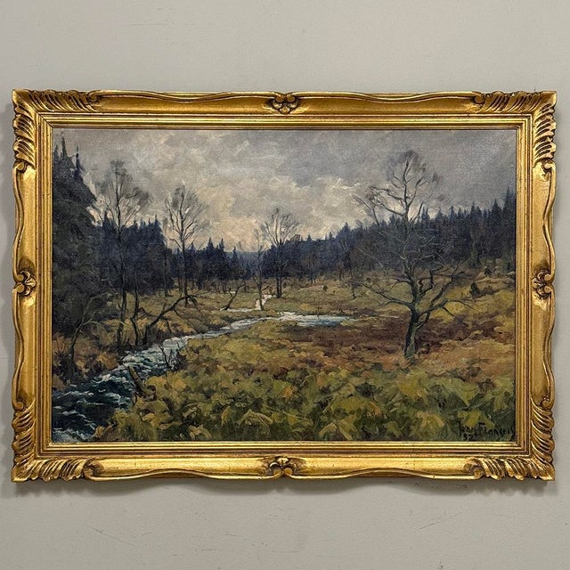 Framed Oil Painting on Canvas by Jean Francois (1903-1977) 'St. Hubert Forest' For Sale In Dallas - Image 6 of 16