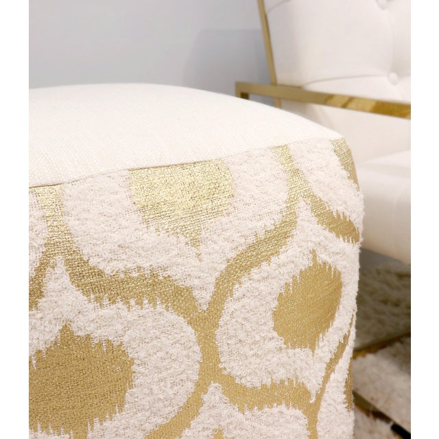 Pasargad Grand Canyon Cotton Pouf, Gold Foiled For Sale - Image 4 of 7