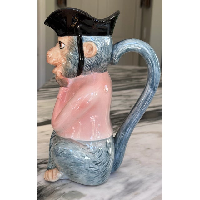 Majolica Style Singerie Motif Pitcher / Vase For Sale - Image 11 of 14