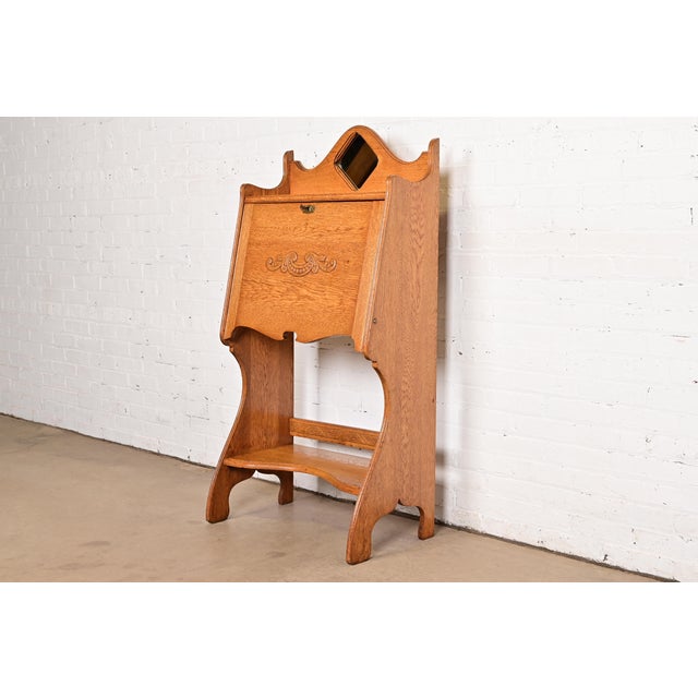 Stickley Brothers Style Antique Mission Oak Arts & Crafts Drop Front Secretary Desk, Circa 1900 For Sale - Image 15 of 15