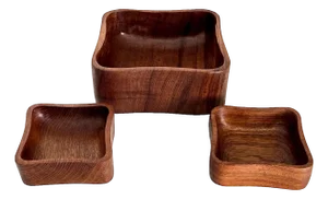 Mid 20th Century Teak Wood Bowls, Set of 3