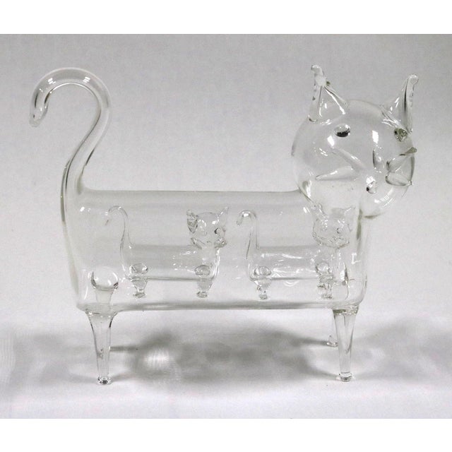 Vintage Glass Blown Cat With 2 Kittens Inside Figurine Art Glass For Sale In Cincinnati - Image 6 of 13