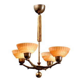 Swedish Art Deco Four-Arm Chandelier For Sale