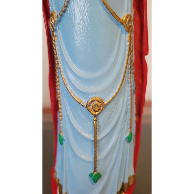 Pair of Asian Hand Painted Emperor and Empress Figurines For Sale - Image 11 of 12