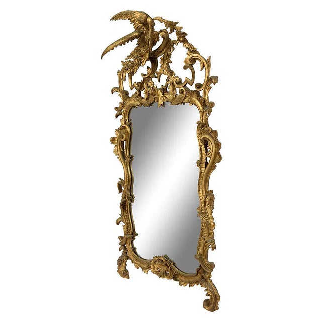 Victorian Antique George III Style Giltwood Carved Wood Mirror For Sale - Image 3 of 3