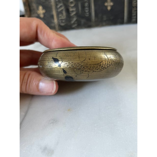 Vintage Chinese Nesting Etched Brass Ashtray Set For Sale - Image 12 of 12
