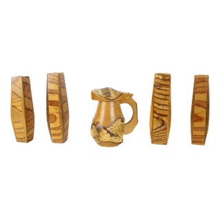 Czechoslovakian Wooden Handmade Items, 1950s, Set of 5 For Sale