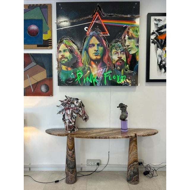 Eros console table by Angelo Mangiarotti for Skipper. Rare and elegant console table in precious Argentine onyx marble....