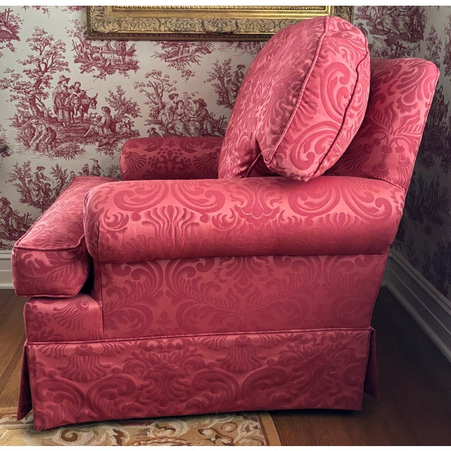 Century Furniture 1990s Century Furniture Damask Upholstered Club Chair For Sale - Image 4 of 6