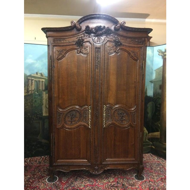 1930s Antique Oak Wardrobe, French Style Wardrobe For Sale - Image 5 of 17