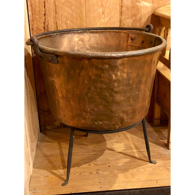 Monumental Antique Copper Apple Butter Iron Handle Kettle Chairish