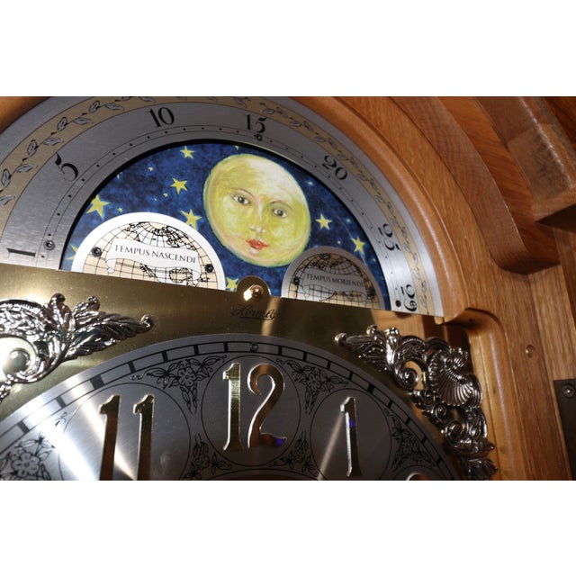 Hermle North America Red Oak Moonphase Grandfather Clock For Sale - Image 16 of 18