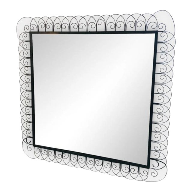 1950s Mid-Century Iron Mirror For Sale