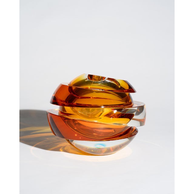 Blockglas Amber Globe Vase from Rosenthal Creative Center, Germany, 2012 For Sale - Image 10 of 10
