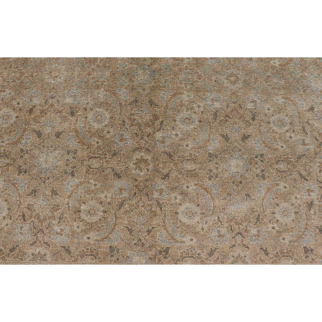 Tribal Antique Persian Tabriz Rug in Wool With All-Over Floral Design in Earth Colors 8'0 X 10'9 For Sale - Image 3 of 13