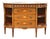 Mid-Century French Louis XVI Marquetry Marble-Top Commode À L’Anglaise For Sale