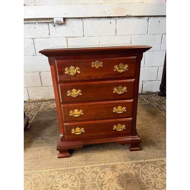 Colonial Furniture Co Pair Chippendale Style Solid Cherry Small Chests or Nightstands Four Drawers. For Sale - Image 11 of 12