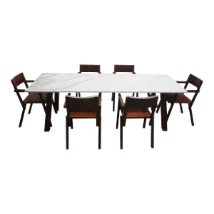 Mahogany and Calacatta Marble Muku Dining Set by Naoto Fukasawa for Driade (2005)