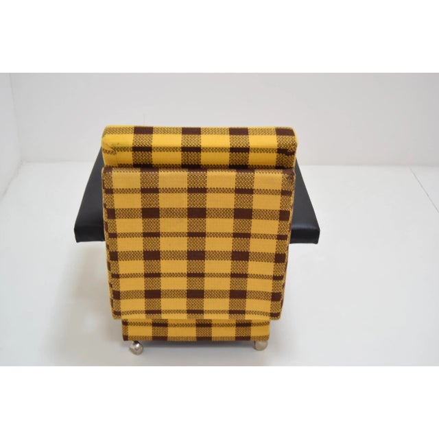 Textile MId-Century Armchair with Wheels, 1970s For Sale - Image 7 of 12
