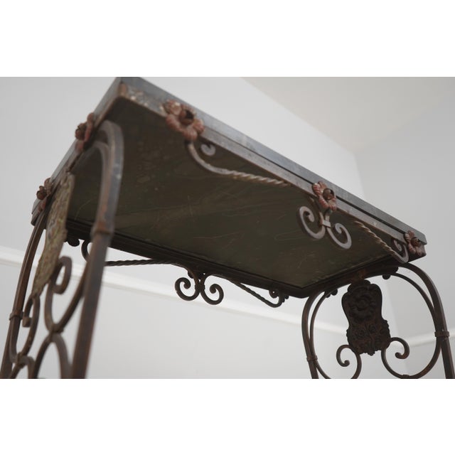 Vintage Wrought Iron Base Marble Top Side Table For Sale - Image 12 of 12