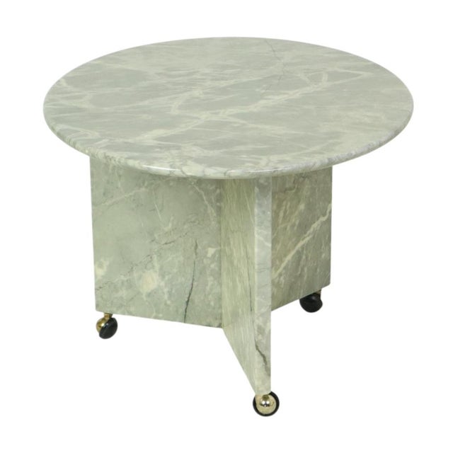 Round Marble Side Table on Wheels, 1970s For Sale - Image 13 of 18