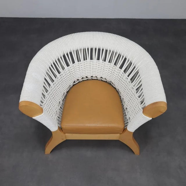 Textile Italian Lounge Chair in Rope and Leather by Driade, 1996 For Sale - Image 7 of 12
