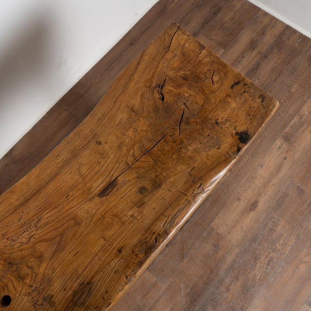 Wood Antique Rustic French Carpenter's Workbench Console Table For Sale - Image 7 of 15