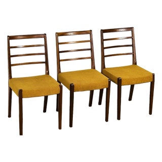 Scandinavian Teak and Corduroy Dining Chairs, 1960, Set of 3 For Sale