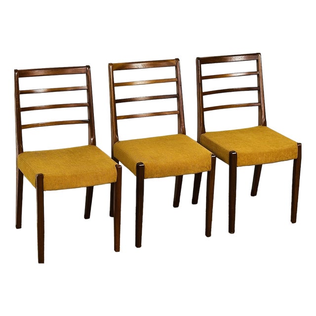 Scandinavian Teak and Corduroy Dining Chairs, 1960, Set of 3 For Sale