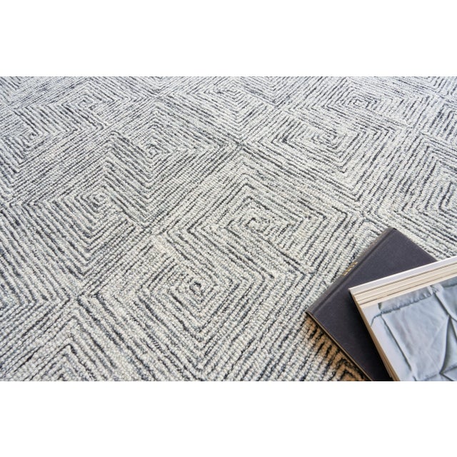 2020s Exquisite Rugs Geometric Tufted New Zealand Wool & Cotton Black/Ivory Rug-12'X15' For Sale - Image 5 of 7