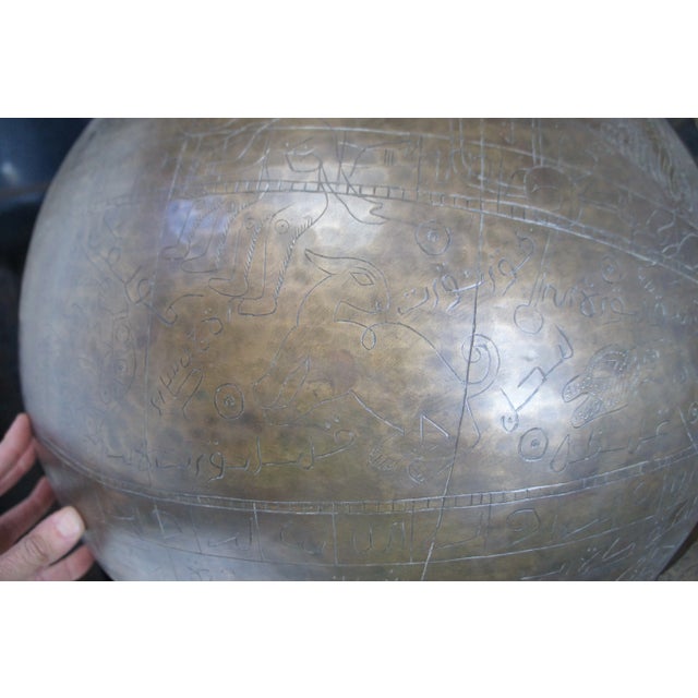 Late 20th Century Arte International Engraved Brass Islamic Celestial Globe on Stand For Sale - Image 6 of 12