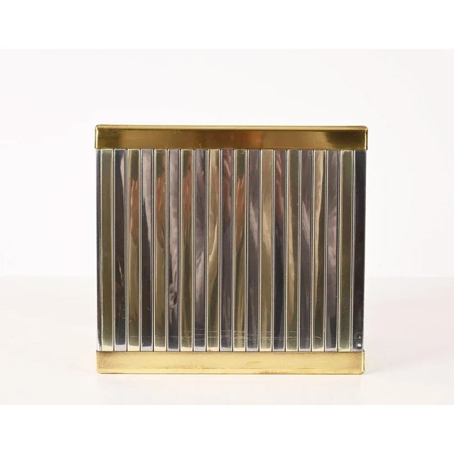 Gold Mid-Century Italian Cubic Brass and Chromed Metal Newspaper Rack, 1970s For Sale - Image 8 of 18