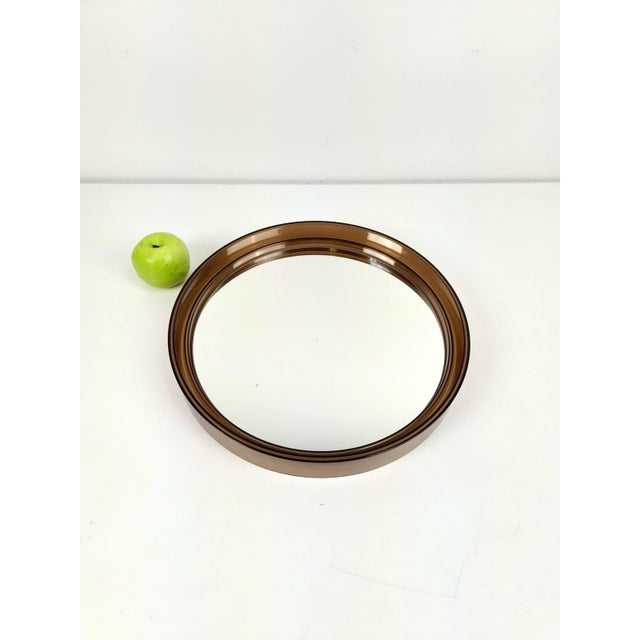 Vintage Round Smoked Brown Acrylic Mirror from Gilac, France, 1970s For Sale - Image 4 of 8