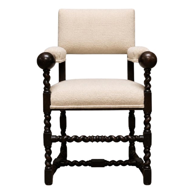 19th Century French Louis XIII Oak Arm Chair For Sale