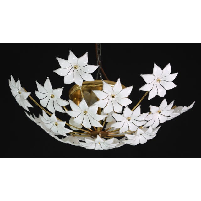 1970s Wonderful Murano Ceiling Light White Flowers For Sale - Image 15 of 15