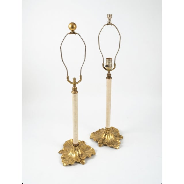 Art Nouveau Vintage Art Nouveau Gold Leaf Base Table Lamps For Sale - Image 3 of 12