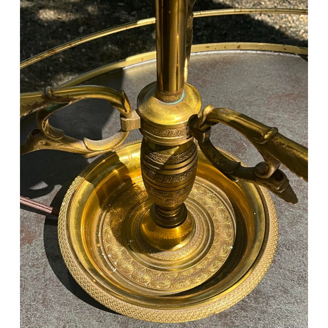 Mid 20th Century Antique-Style Brass Bouillotte Candlestick Lamp With Black Tole Shade Electrical Double Socket on Switch For Sale - Image 9 of 9