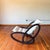 1990s Gae Aulenti Inspired Dark Wood Rocking Chair With Leather Cushion For Sale In Portland, OR - Image 6 of 10
