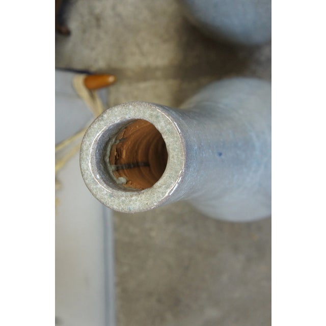 Modern Gray Ceramic Drip Glaze Floor Vases - a Pair For Sale - Image 4 of 9
