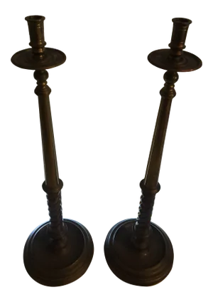 Vintage Maitland Smith Brass Candle eSticks - a Pair