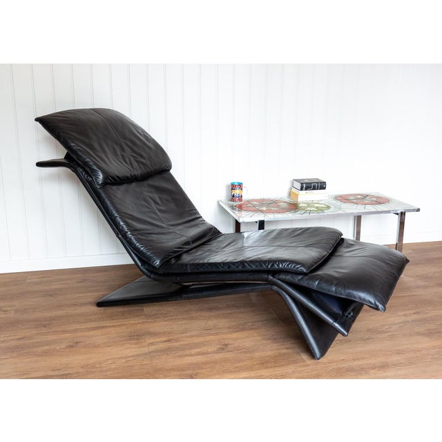 1980s Vintage Chaise Lounge in Black Leather by Maurice Villency, 1980s For Sale - Image 5 of 18