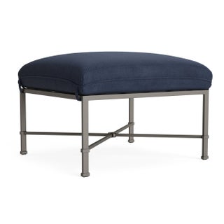 Brown Jordan Venetian Ottoman, Mica frame with Fusion Neptune fabric For Sale