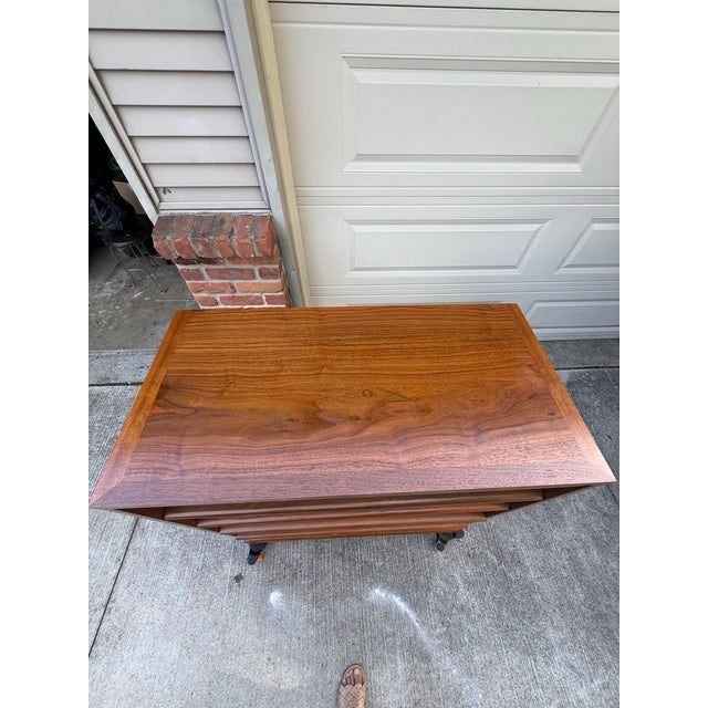 Lane Furniture Lane Rhythm Walnut Highboy Dresser Mid Century Modern For Sale - Image 4 of 11