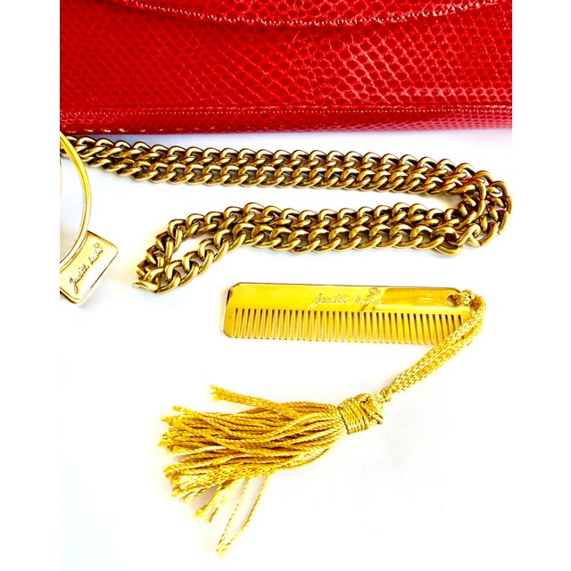American 90s Judith Leiber Karung Snakeskin Wallet on Chain Handbag Clutch Gemstone Vintage For Sale - Image 3 of 12