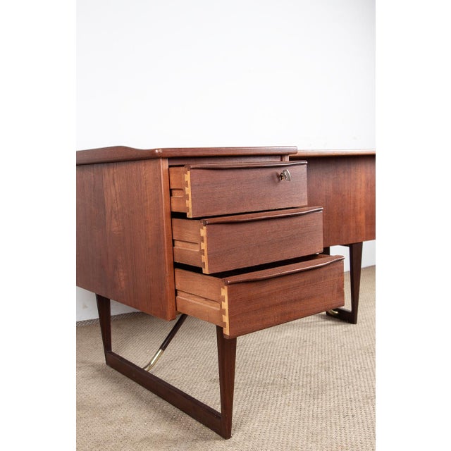 Danish Boomerang Desk in Teak and Brass by Peter Lovig Nielsen for Dansk Design, 1968 For Sale - Image 12 of 18